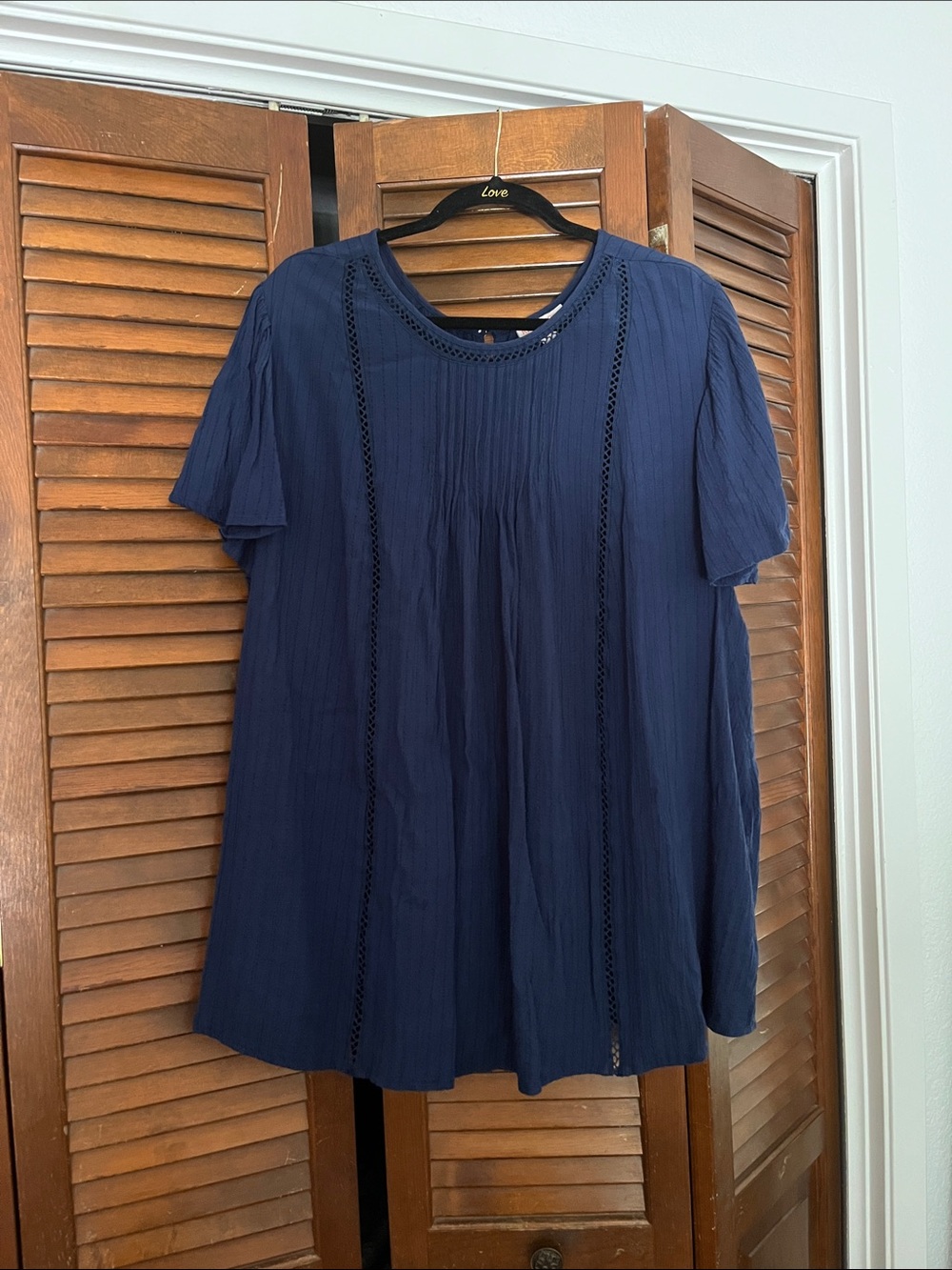 Knox Rose Navy Short-Sleeve Crochet-Trim Tunic